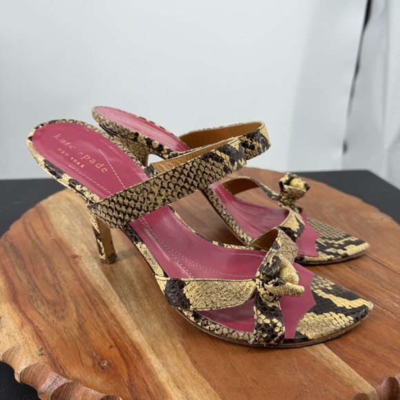 kate spade Shoes - Kate Spade New York python print leather heels unique knotted design 8‎ vintage